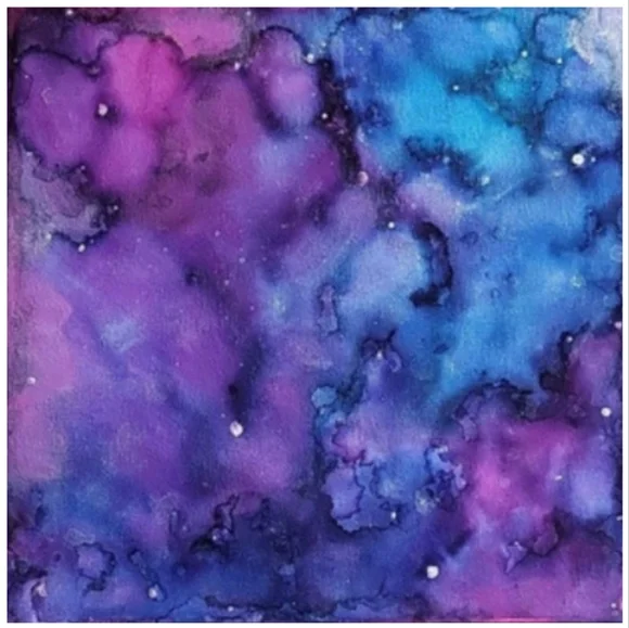Hand Crafted Purple and Blue Abstract Design 12x12 Inches Canvas Picture - Picture 4 of 4